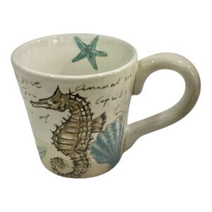 Maxcera Stamp Seahorse Large Coffee Mug Shell Beach Cup